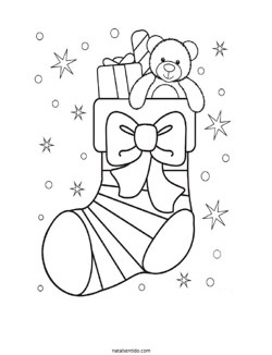 Desenhos de Meias de Natal para imprimir e colorir